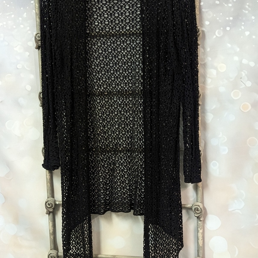 Elegant Black Open-Knit Women's Sweater
